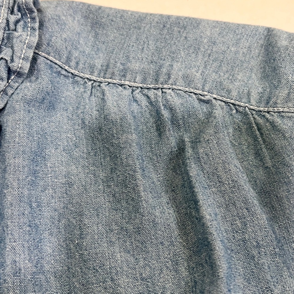 Lauren Ralph Lauren Denim Ruffle Shirt Womens 2X Blue Cotton Long Sleeve Blouse - Picture 7 of 13